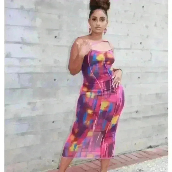 NWT Colorful MIDI Dress Size Small - Picture 1 of 5